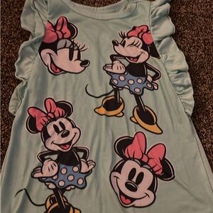 Disney Light Blue Minnie Mouse Ruffle Tank Top with Pink Bows